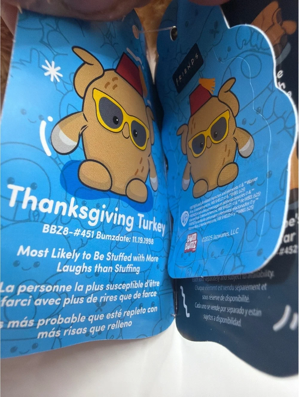Lot of 3 Bum Bumz by Russ “Friends” Stuffies Lobster, Central Park Mug,Turkey